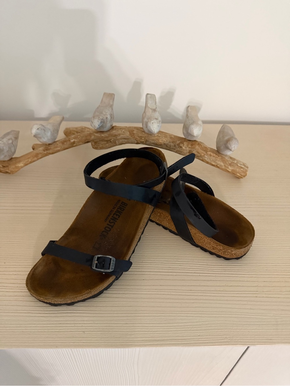 Birkenstock Black Strappy Ankle Buckle Sandals